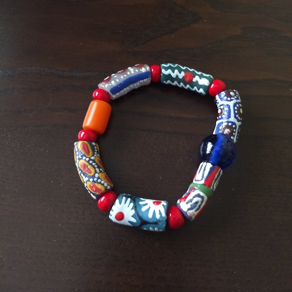 Handmade Glass Bead Elastic Bracelet Various Designs Kidcore Fun Colorful Floral